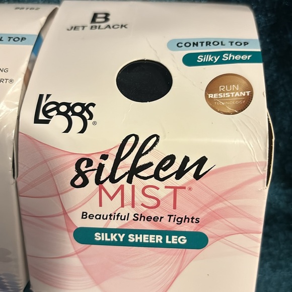 L’eggs Silken Mist Beautiful Sheer Tights 2 Pair - Nude & Black Size B NWT - Picture 4 of 10